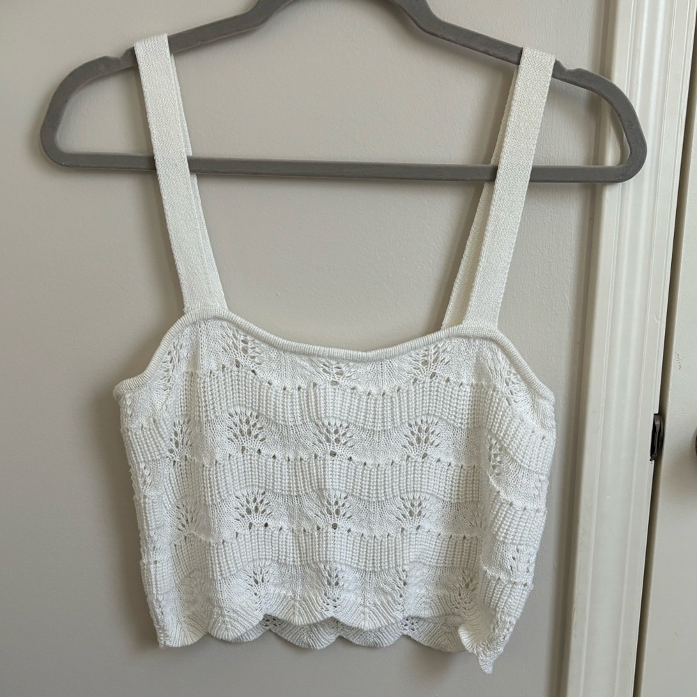 Abound Crochet White Tank